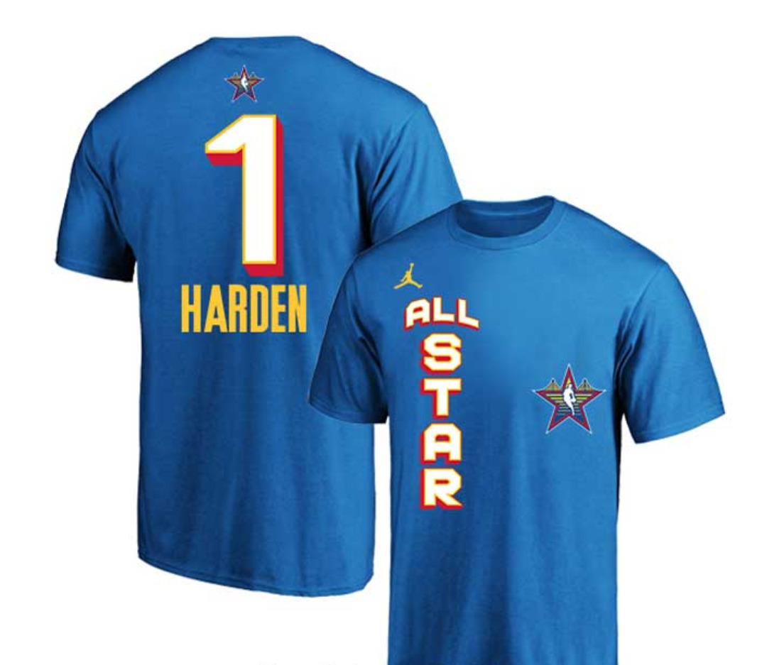 Men 2025 NBA all Star #1 Harden blue T Shirt